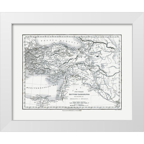 Middle East Countries between Sardis Susa White Modern Wood Framed Art Print by Oxford