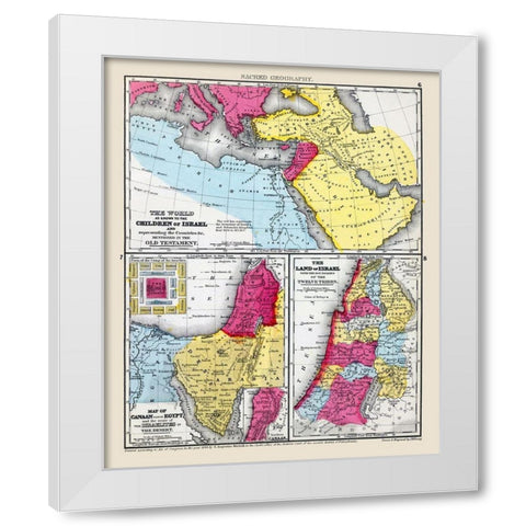 Sacred Geography Middle East - Mitchell 1844 White Modern Wood Framed Art Print by Mitchell