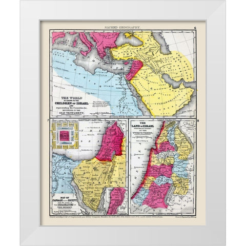 Sacred Geography Middle East - Mitchell 1844 White Modern Wood Framed Art Print by Mitchell