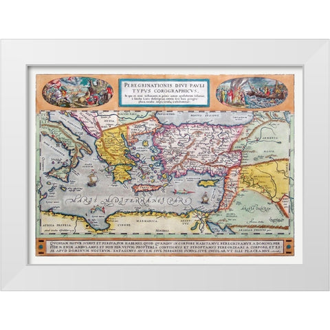 Journeys of Paul Middle East - Ortelius 1570 White Modern Wood Framed Art Print by Ortelius