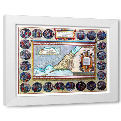Travels of Abraham Middle East - Ortelius 1570 White Modern Wood Framed Art Print by Ortelius