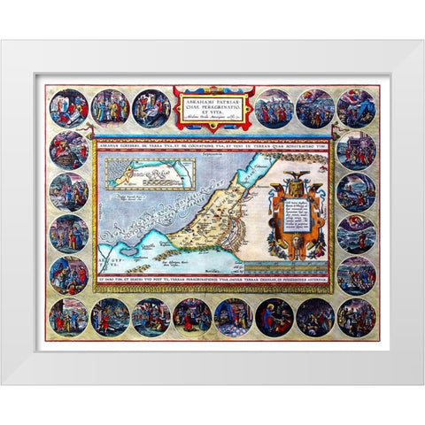 Travels of Abraham Middle East - Ortelius 1570 White Modern Wood Framed Art Print by Ortelius
