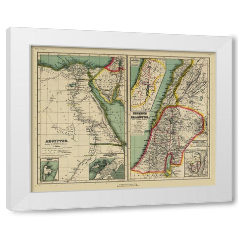 Middle East Egypt Palestina Phoenice - Kiepert White Modern Wood Framed Art Print by Kiepert