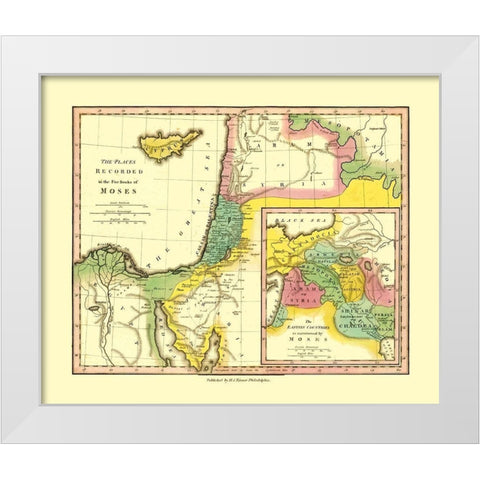 Middle East Five Books of Moses Places White Modern Wood Framed Art Print by Wilkinson