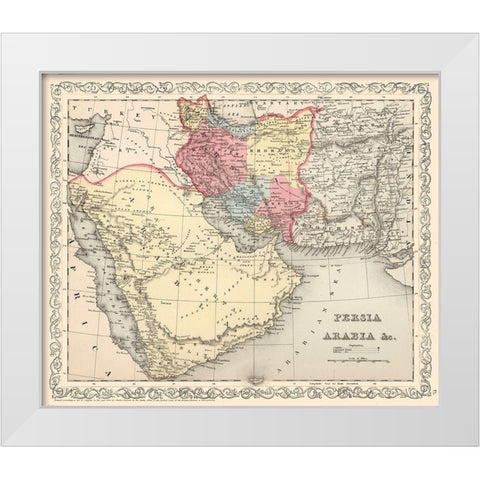 Middle East Persia Arabia - Mitchell 1857 White Modern Wood Framed Art Print by Mitchell