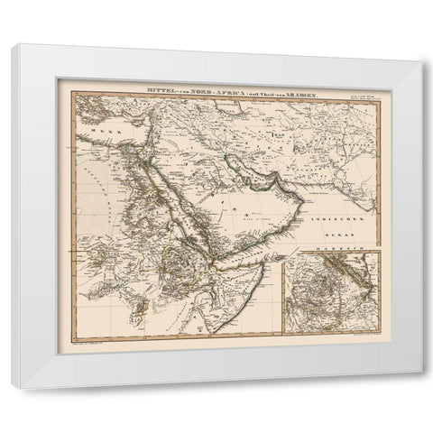 Middle East North Africa Arabia - Stieler 1848 White Modern Wood Framed Art Print by Stieler
