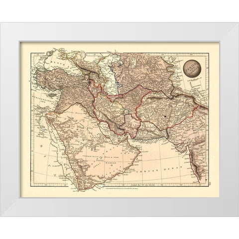 Middle East Persia Arabia - Arrowsmith 1825 White Modern Wood Framed Art Print by Arrowsmith