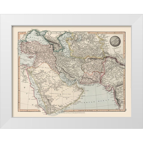Middle East Persia Arabia - Arrowsmith 1825 White Modern Wood Framed Art Print by Arrowsmith