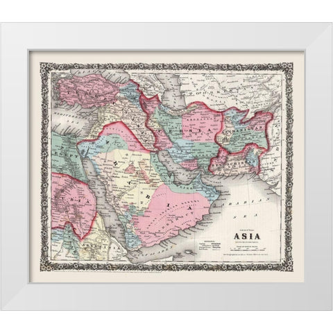 Middle East Persia Arabia - Colton 1858 White Modern Wood Framed Art Print by Colton