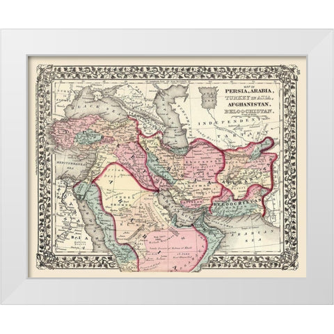 Middle East Turkey Persia Arabia Afghanistan White Modern Wood Framed Art Print by Mitchell