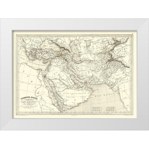 Middle East Turkey Arabia Persia Turkestan White Modern Wood Framed Art Print by Monin