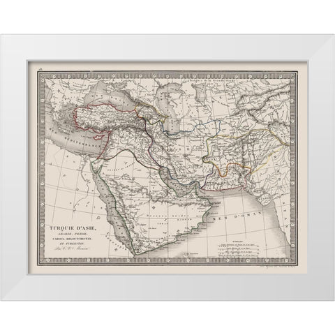 Middle East Turkey in Asia Arabia Persia White Modern Wood Framed Art Print by Monin