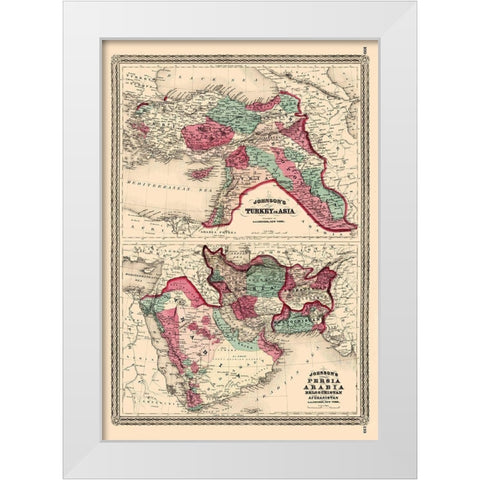 Middle East Turkey in Asia Persia Arabia White Modern Wood Framed Art Print by Johnson