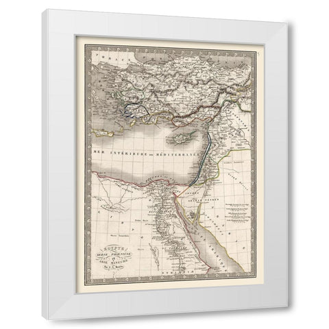 Middle East Egypt Syria Turkey Asia Minor White Modern Wood Framed Art Print by Monin
