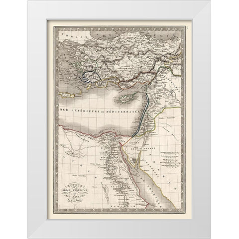 Middle East Egypt Syria Turkey Asia Minor White Modern Wood Framed Art Print by Monin