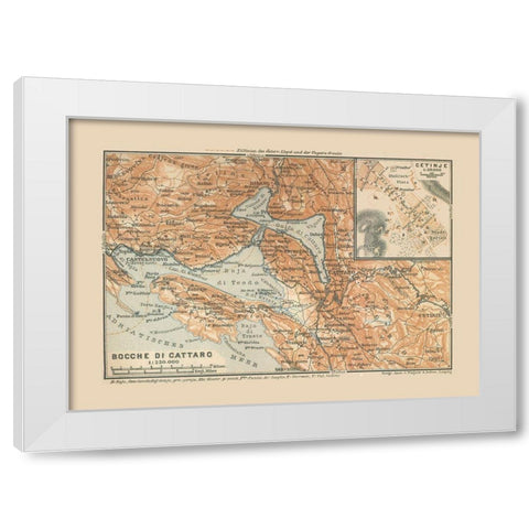 Europe Bay of Kotor Montenegro - Baedeker 1910 White Modern Wood Framed Art Print by Baedeker