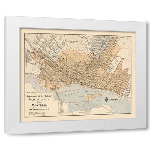 Montreal Canada - White 1906 White Modern Wood Framed Art Print by White
