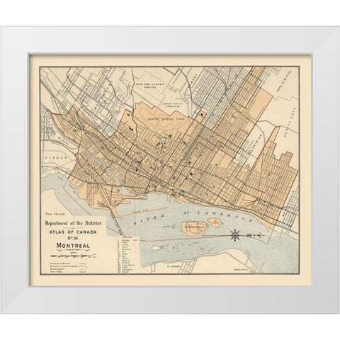 Montreal Canada - White 1906 White Modern Wood Framed Art Print by White