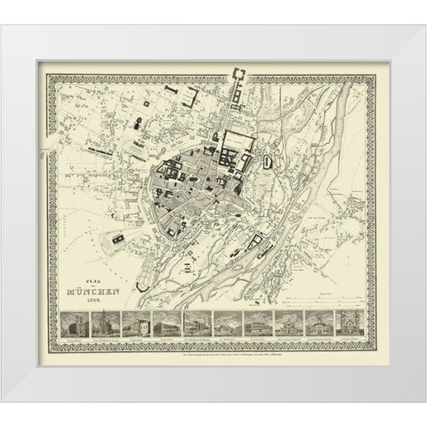 Munich Germany - Meyer 1860 White Modern Wood Framed Art Print by Meyer