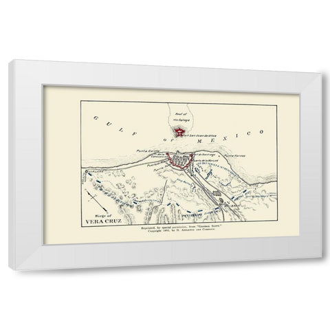 Vera Cruz Siege From Gen. Scott 1893 White Modern Wood Framed Art Print by Appleton