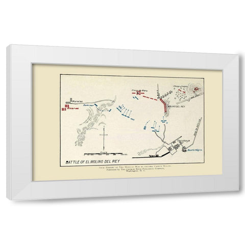 El Molino Del Rey Battle Map 1892 White Modern Wood Framed Art Print by Church News Publishing