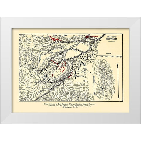 Mexico City Mexico Battle Aug. 19-20 1847 White Modern Wood Framed Art Print by Unknown