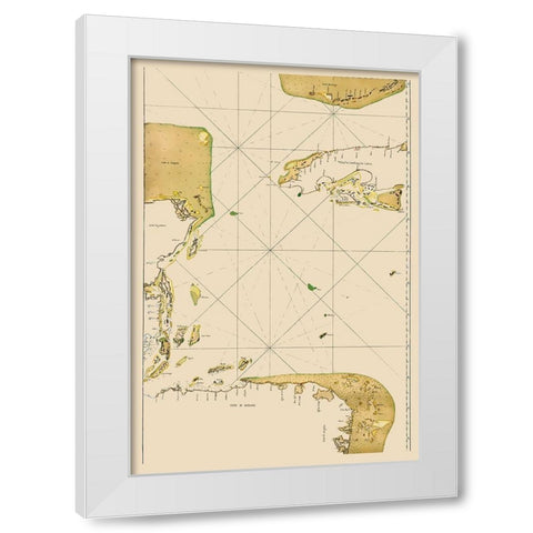 Caribbean Sea Mexico Honduras Cuba - 1700 White Modern Wood Framed Art Print by Unknown