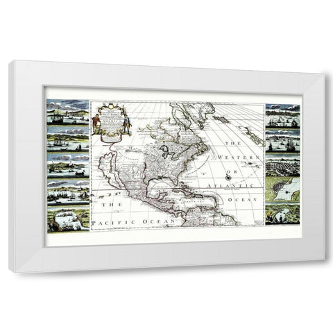 Caribbean West Indies British Empire America White Modern Wood Framed Art Print by Overton