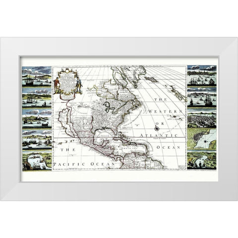 Caribbean West Indies British Empire America White Modern Wood Framed Art Print by Overton
