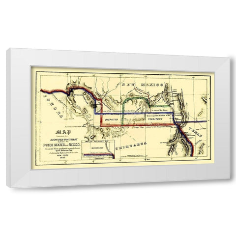 Disputed Boundary United States Mexico White Modern Wood Framed Art Print by Schroefer