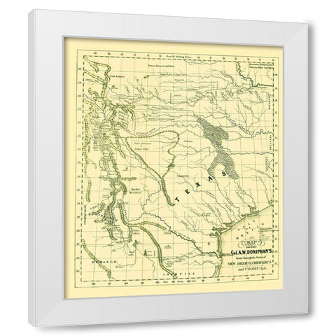 Route thru New Mexico Chihuahua Coahuila Mexico US White Modern Wood Framed Art Print by Doniphan