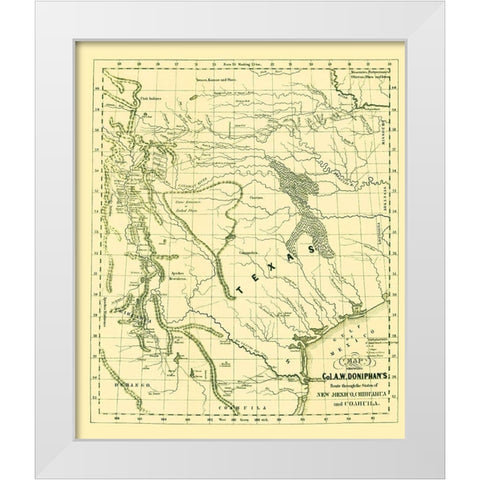 Route thru New Mexico Chihuahua Coahuila Mexico US White Modern Wood Framed Art Print by Doniphan