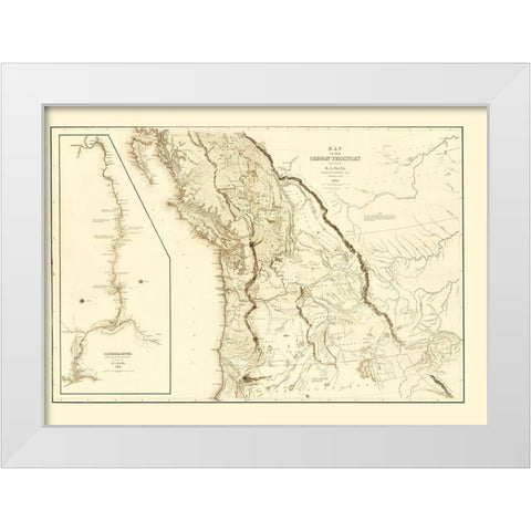 North America Oregon Territory United States White Modern Wood Framed Art Print by Wilkes