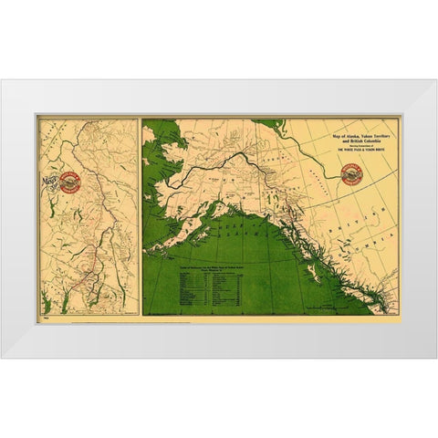 Alaska, Yukon and British Columbia - Marsh 1904 White Modern Wood Framed Art Print by Marsh
