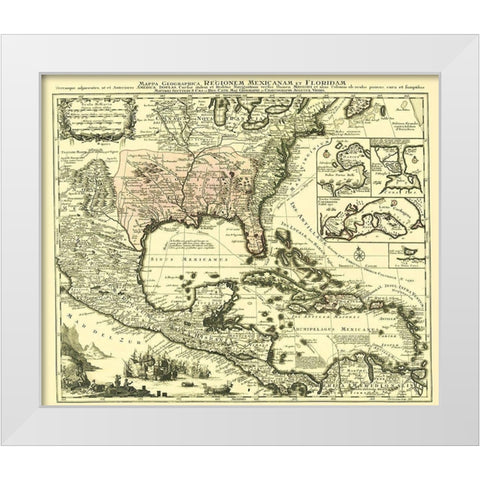 North America Region Mexico Florida United States White Modern Wood Framed Art Print by Vindel