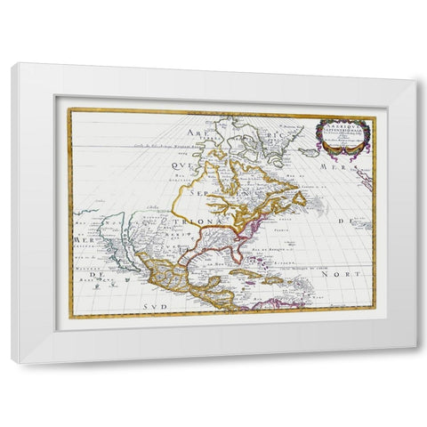 North America Mexico United States - Sanson 1650 White Modern Wood Framed Art Print by Sanson