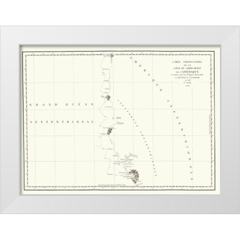 North America Western Coast - La Perouse 1786 White Modern Wood Framed Art Print by La Perouse