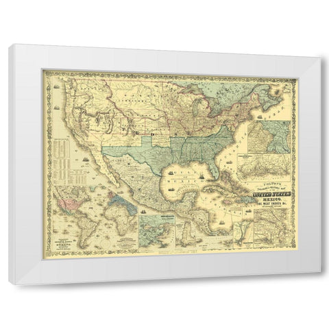 West Indies United States Mexico - Colton 1862 White Modern Wood Framed Art Print by Colton