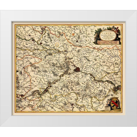 Namur Province Belgium Benelux - Visscher 1685 White Modern Wood Framed Art Print by Visscher