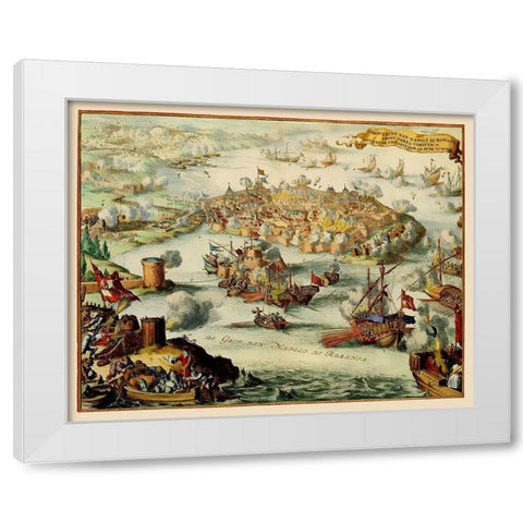 Nafplio Conquest Greece - DeHooghe 1686 White Modern Wood Framed Art Print by De Hooghe