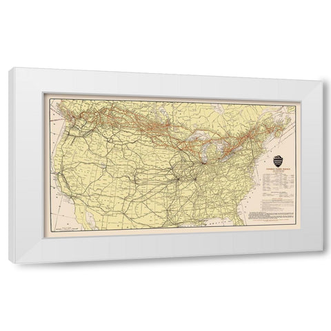 Canadian Pacific Railway with Connections 1912 White Modern Wood Framed Art Print by Poole