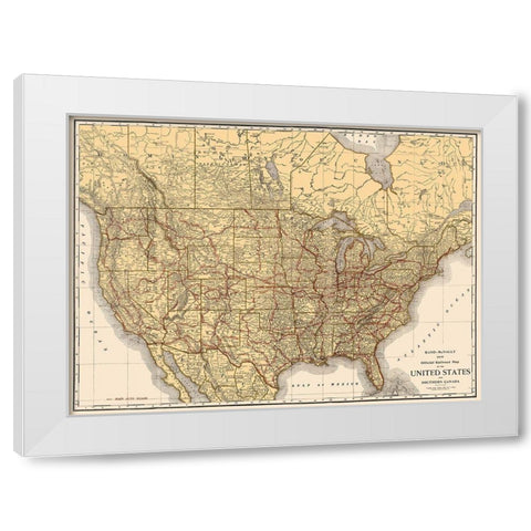 Railroad United States Southern Canada White Modern Wood Framed Art Print by Rand McNally