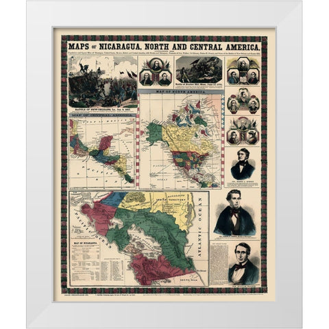 North Central America Nicaragua - Haven 1856 White Modern Wood Framed Art Print by Haven