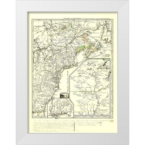 North America Eastern Coast United States Canada White Modern Wood Framed Art Print by Le Rouge