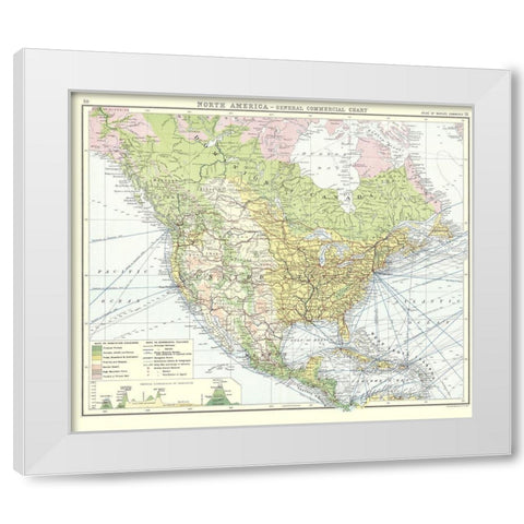 North America General Commercial Chart White Modern Wood Framed Art Print by Newnes