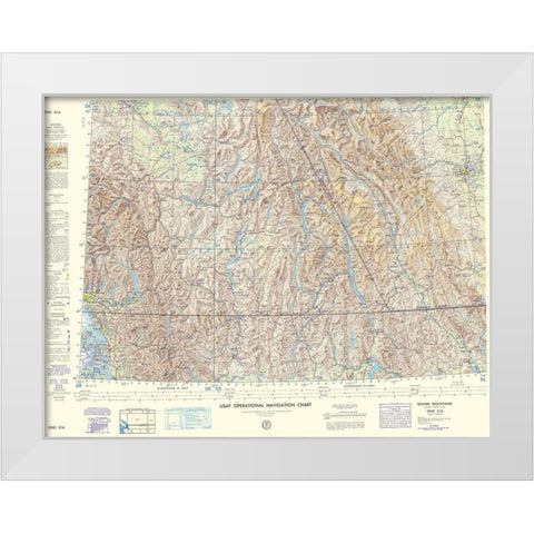 Selkirk Mountains Aeronautical Sheet - USAF 1963 White Modern Wood Framed Art Print by USAF