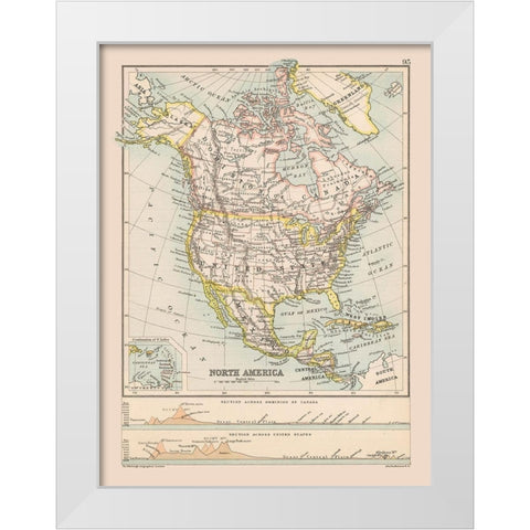 North America United States Mexico Canada White Modern Wood Framed Art Print by Bartholomew