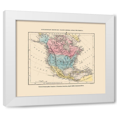 North America United States Mexico Canada White Modern Wood Framed Art Print by Black