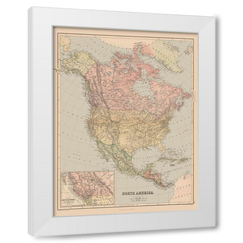 North America - Black 1867 White Modern Wood Framed Art Print by Black