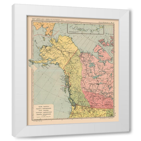 North America Canada United States - Streit 1913 White Modern Wood Framed Art Print by Streit